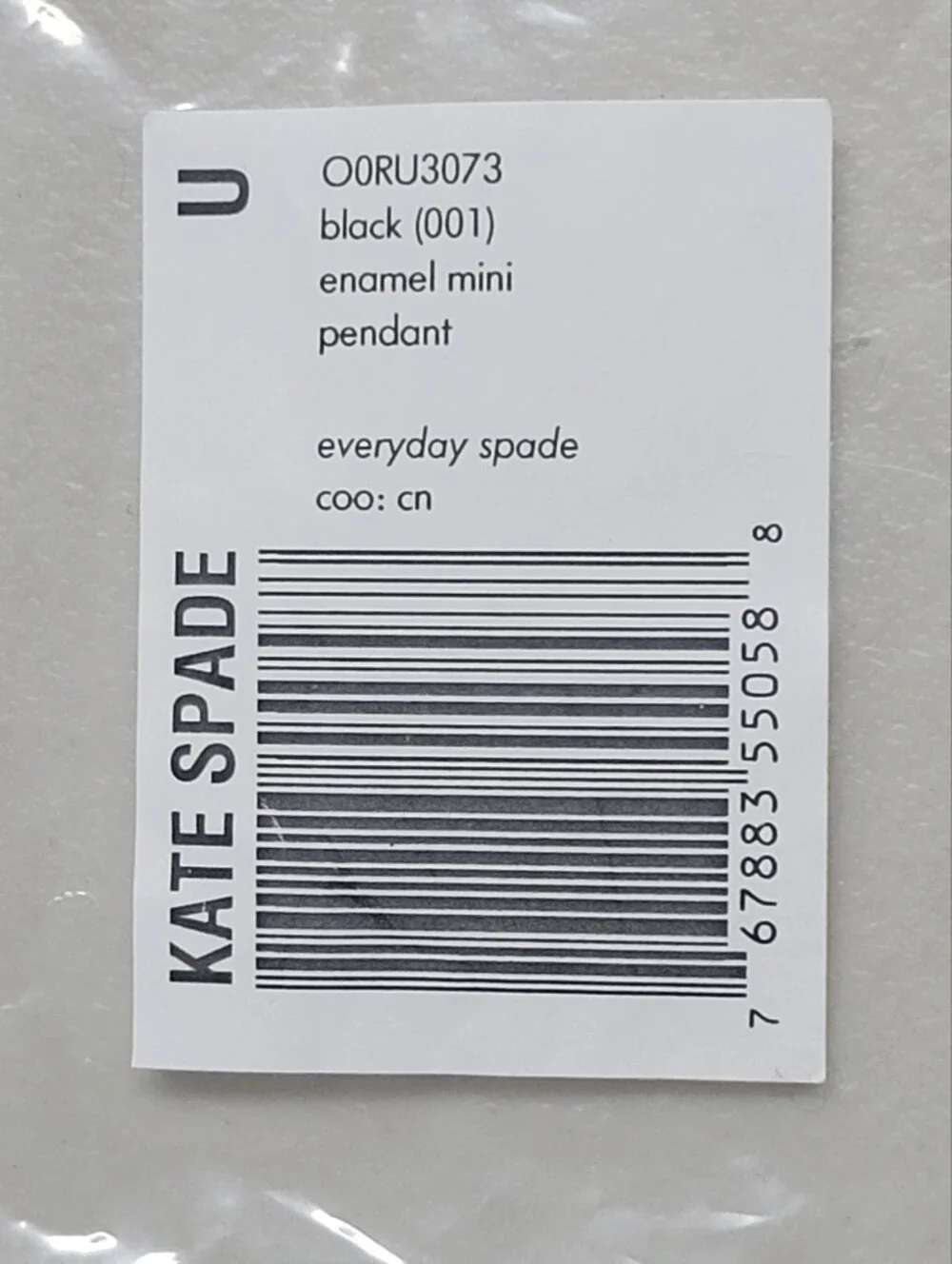 Kate Spade NWT Everyday Spade Enamel Mini Pendant Black & Gold.